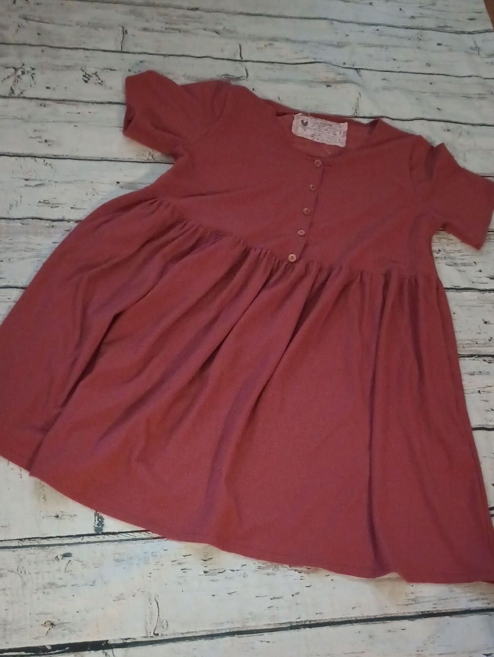 Farmhouse Frocks Rust Terracotta Henley Babydoll Dress XL